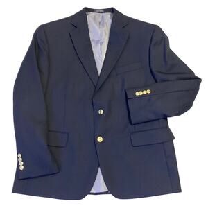 Stafford Mens Blazer 44S Executive Classic Fit Navy Blue 2 Gold Button 100% Wool